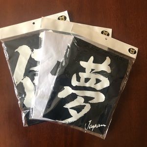 Set of Three Japan Shine NEW T-Shirts. Size Medium. Two Black. One White